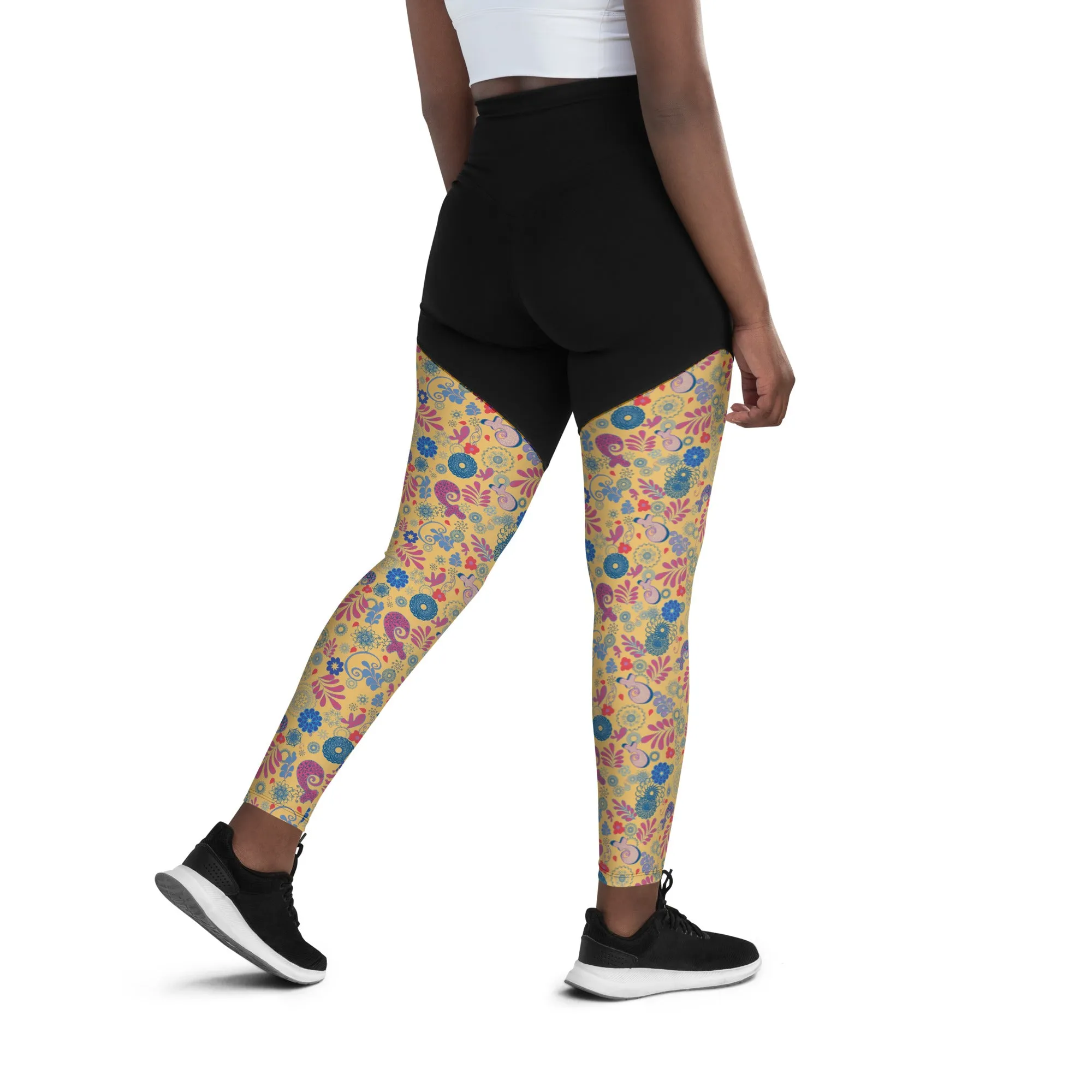 Mustard Paisley Sports Leggings