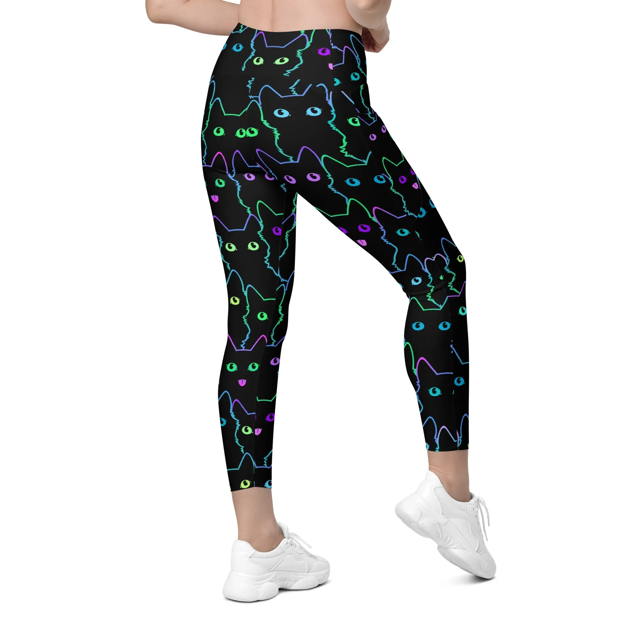 Mystic Halloween Cats Leggings With Pockets