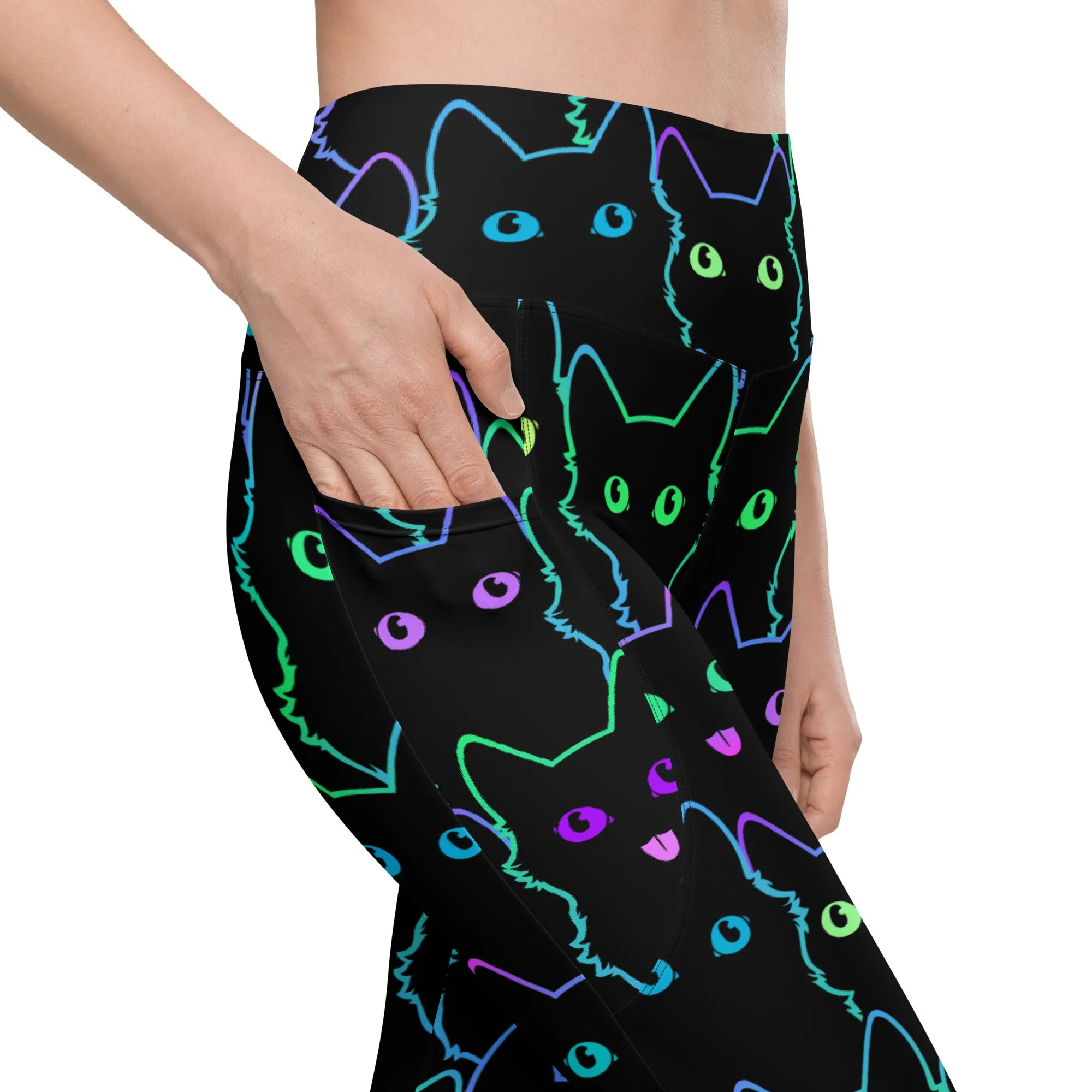 Mystic Halloween Cats Leggings With Pockets