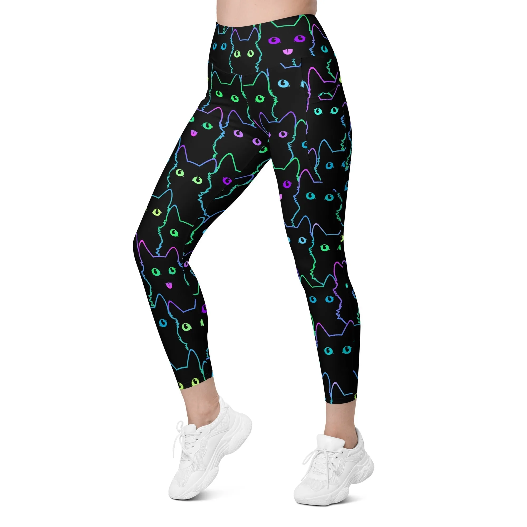 Mystic Halloween Cats Leggings With Pockets