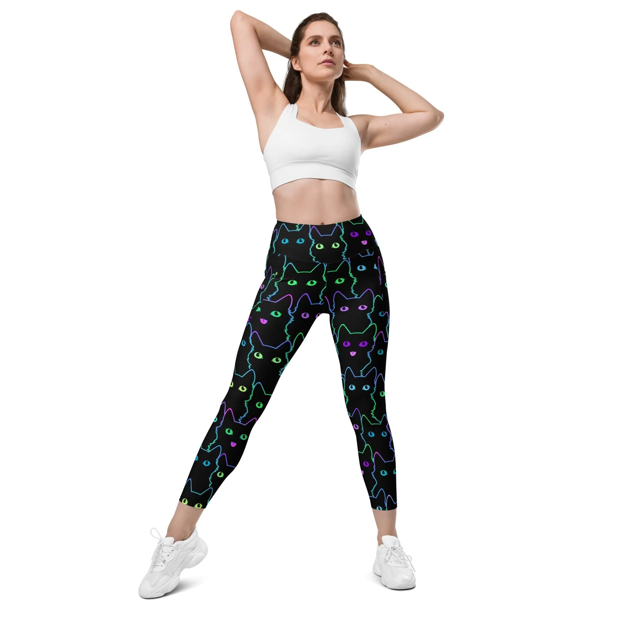 Mystic Halloween Cats Leggings With Pockets