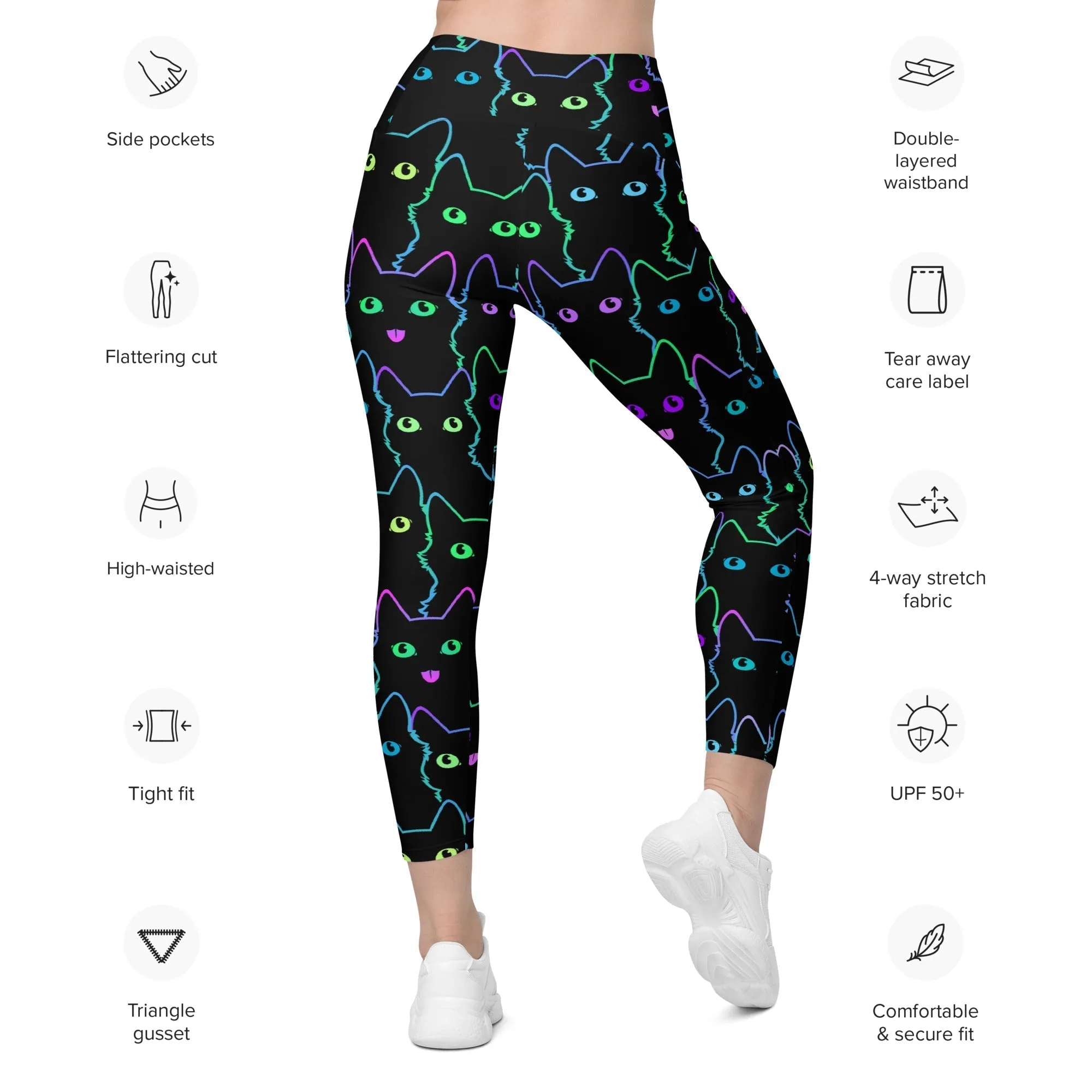 Mystic Halloween Cats Leggings With Pockets