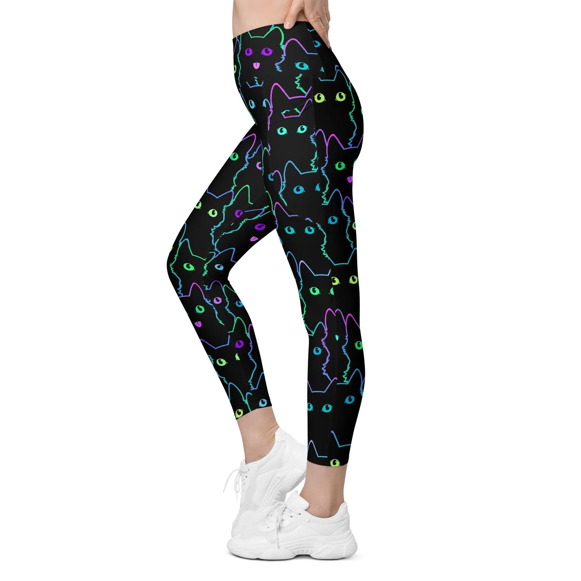 Mystic Halloween Cats Leggings With Pockets