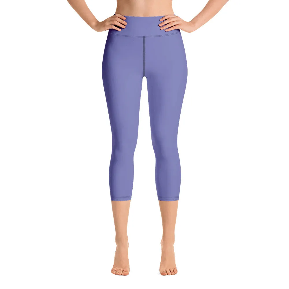 Pastel Purple Yoga Capri Leggings, Solid Color Women's Capris Tights-Made in USA/EU/MX