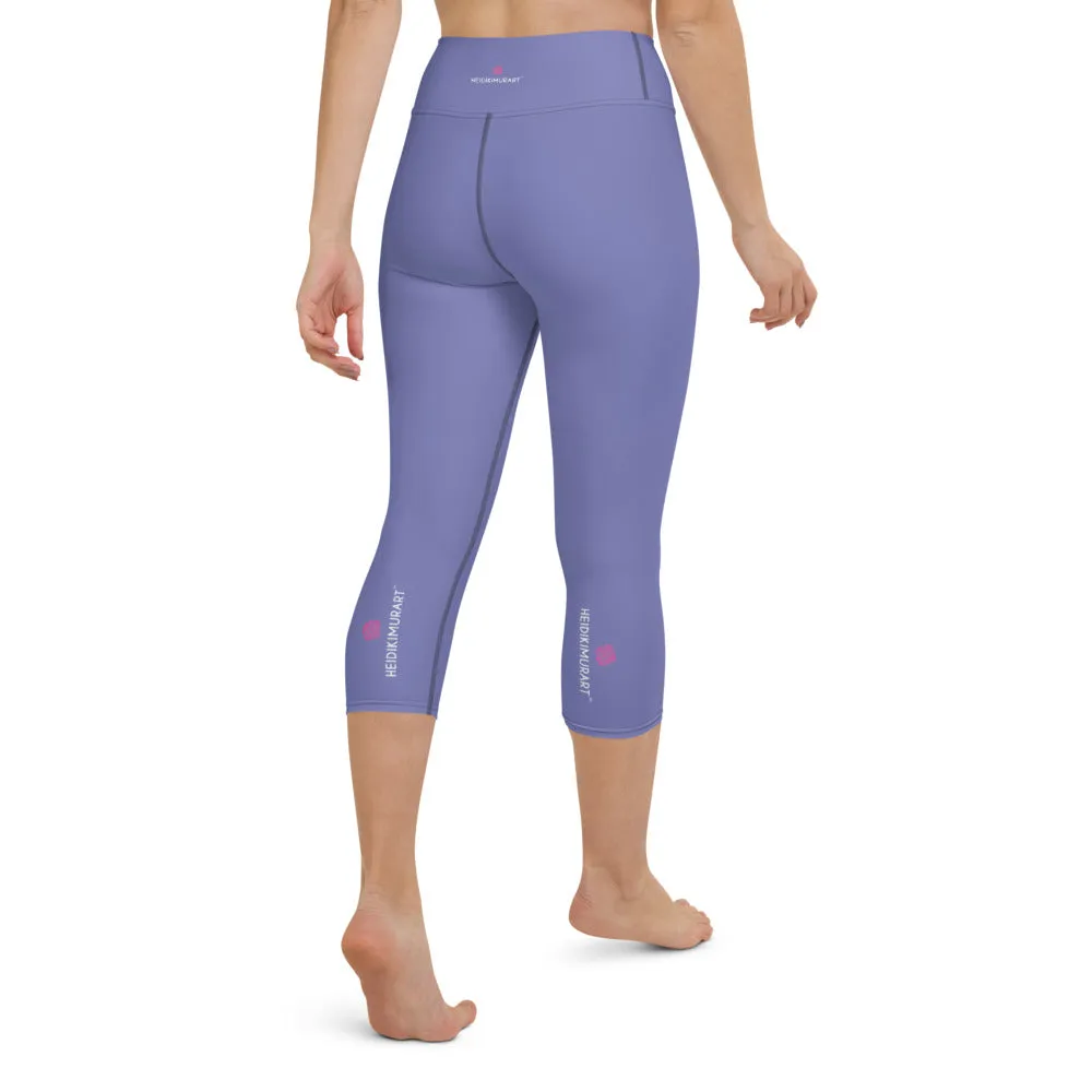 Pastel Purple Yoga Capri Leggings, Solid Color Women's Capris Tights-Made in USA/EU/MX