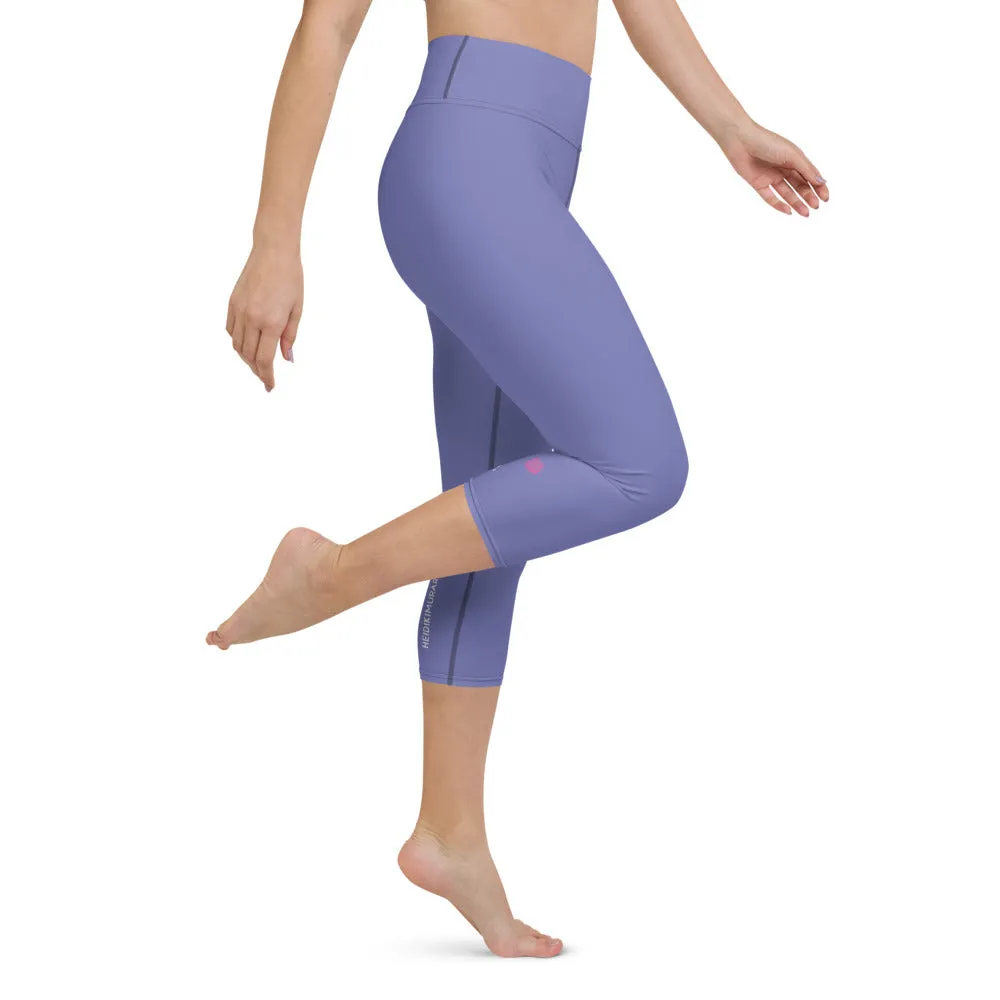 Pastel Purple Yoga Capri Leggings, Solid Color Women's Capris Tights-Made in USA/EU/MX