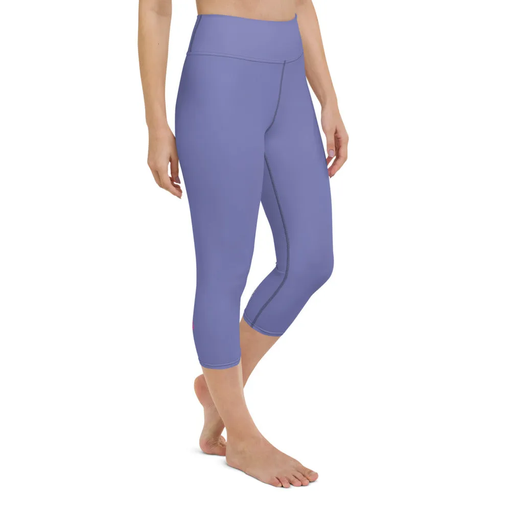 Pastel Purple Yoga Capri Leggings, Solid Color Women's Capris Tights-Made in USA/EU/MX