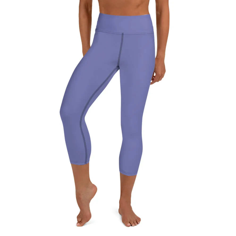 Pastel Purple Yoga Capri Leggings, Solid Color Women's Capris Tights-Made in USA/EU/MX