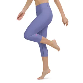 Pastel Purple Yoga Capri Leggings, Solid Color Women's Capris Tights-Made in USA/EU/MX