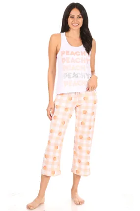 Peachy Racerback Tank and Capri Pant Pajama Set