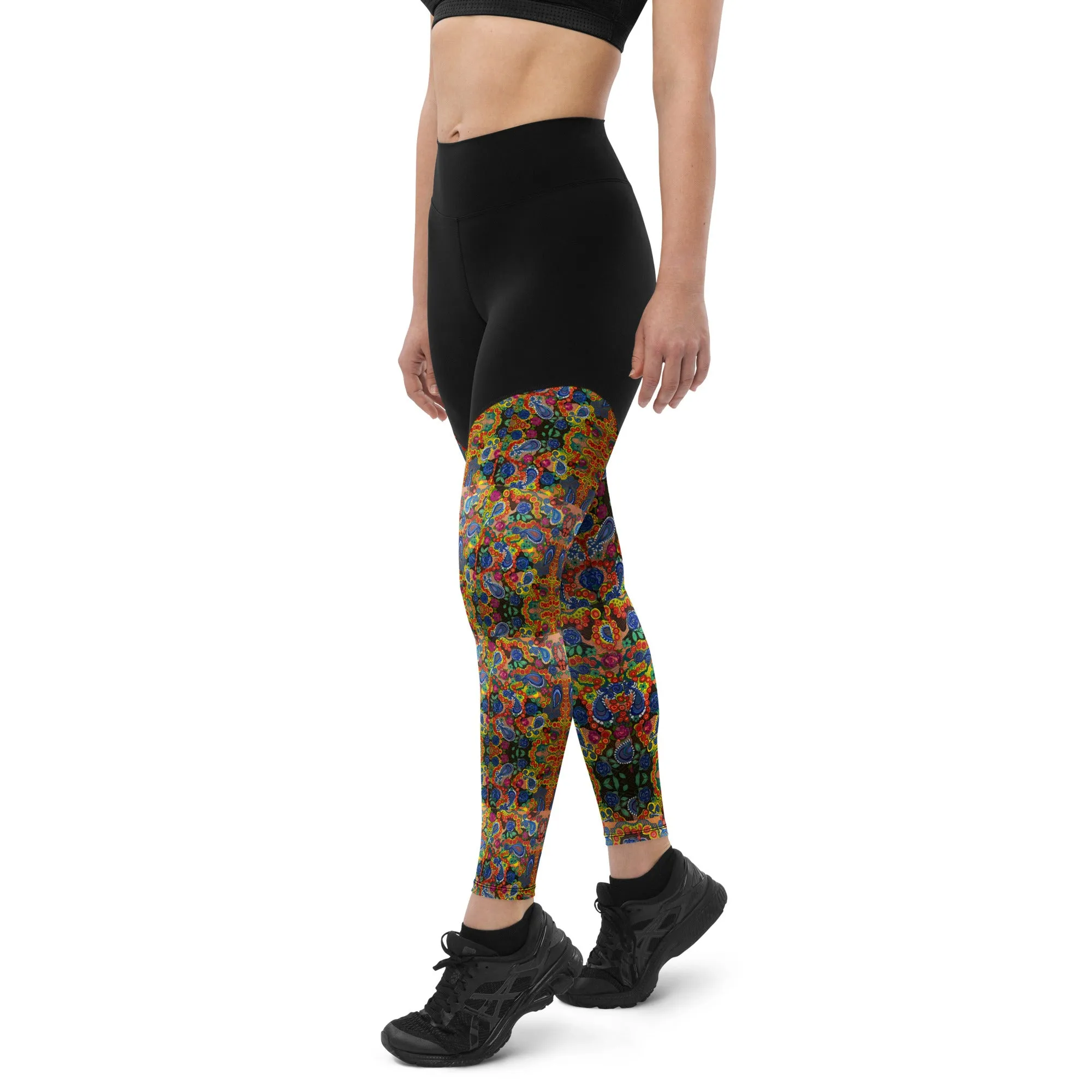 Pink Paisley Parade Control top Sports Leggings