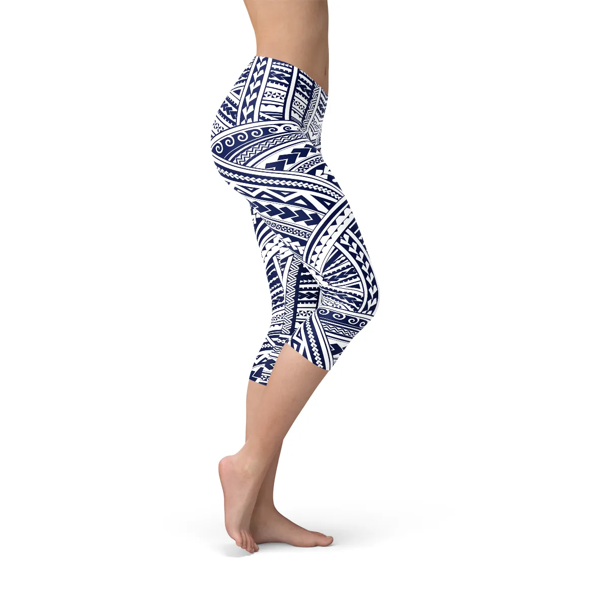 Polynesian Maori Tattoo Capri Leggings