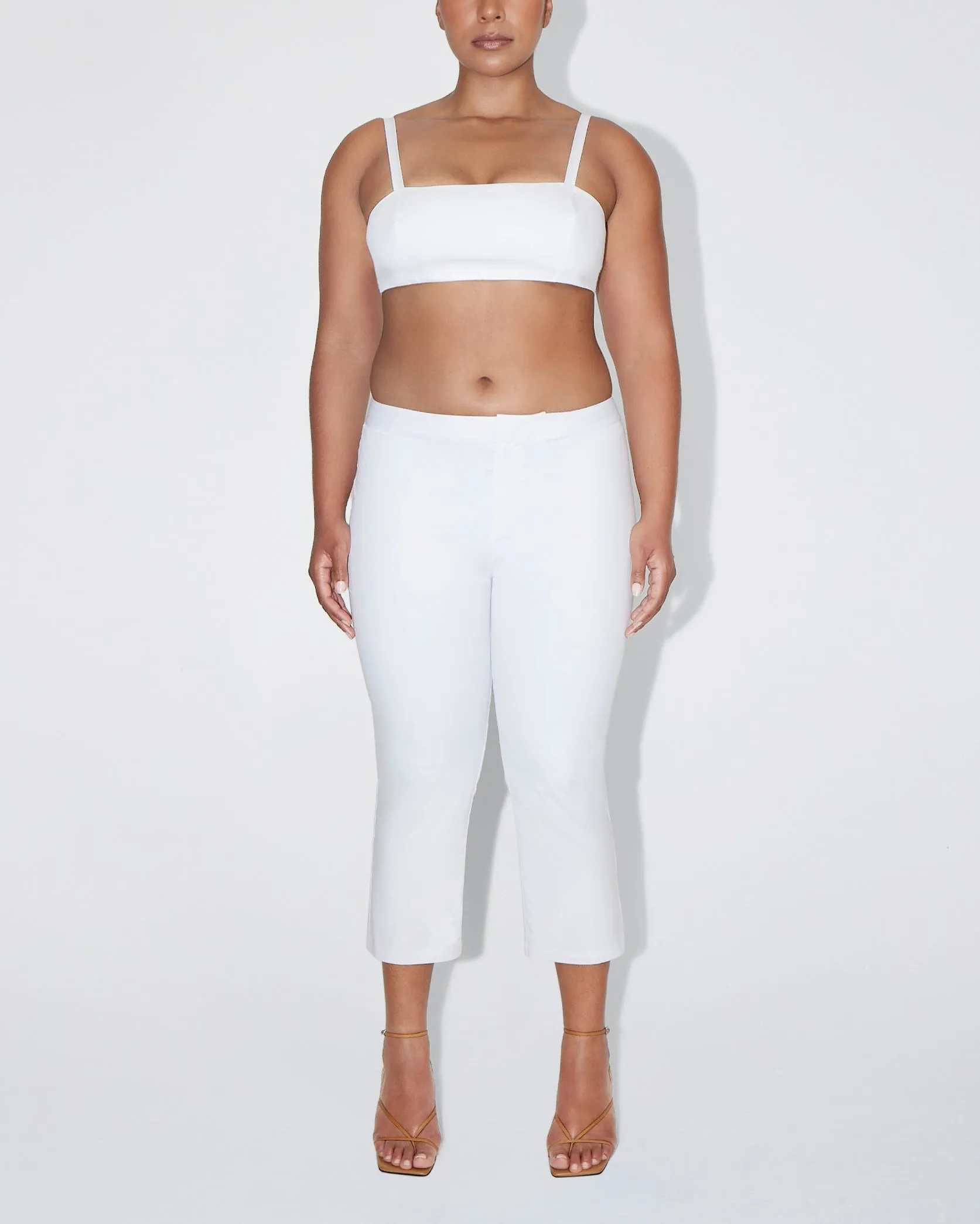 Poplin Low Rise Capri | White