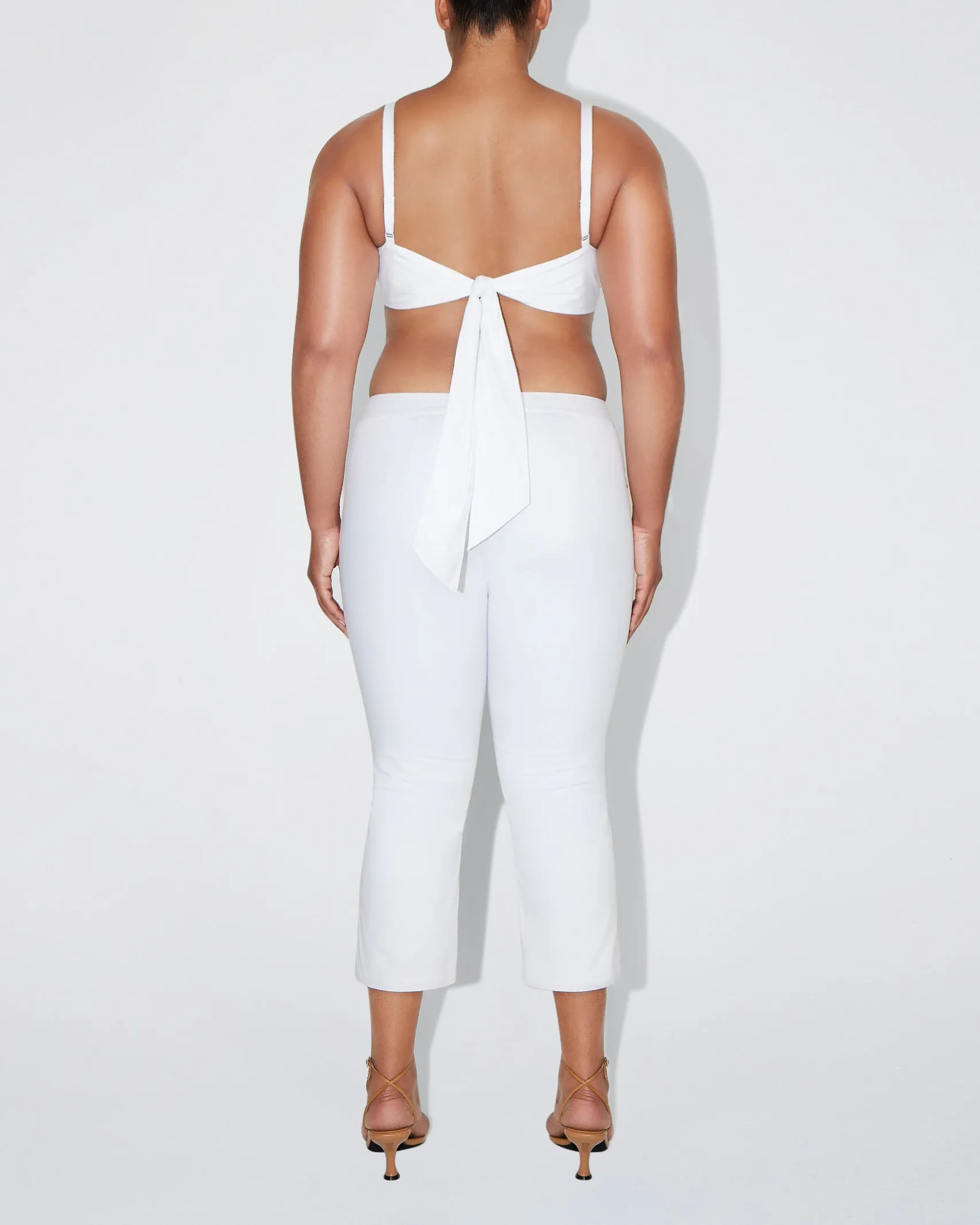 Poplin Low Rise Capri | White