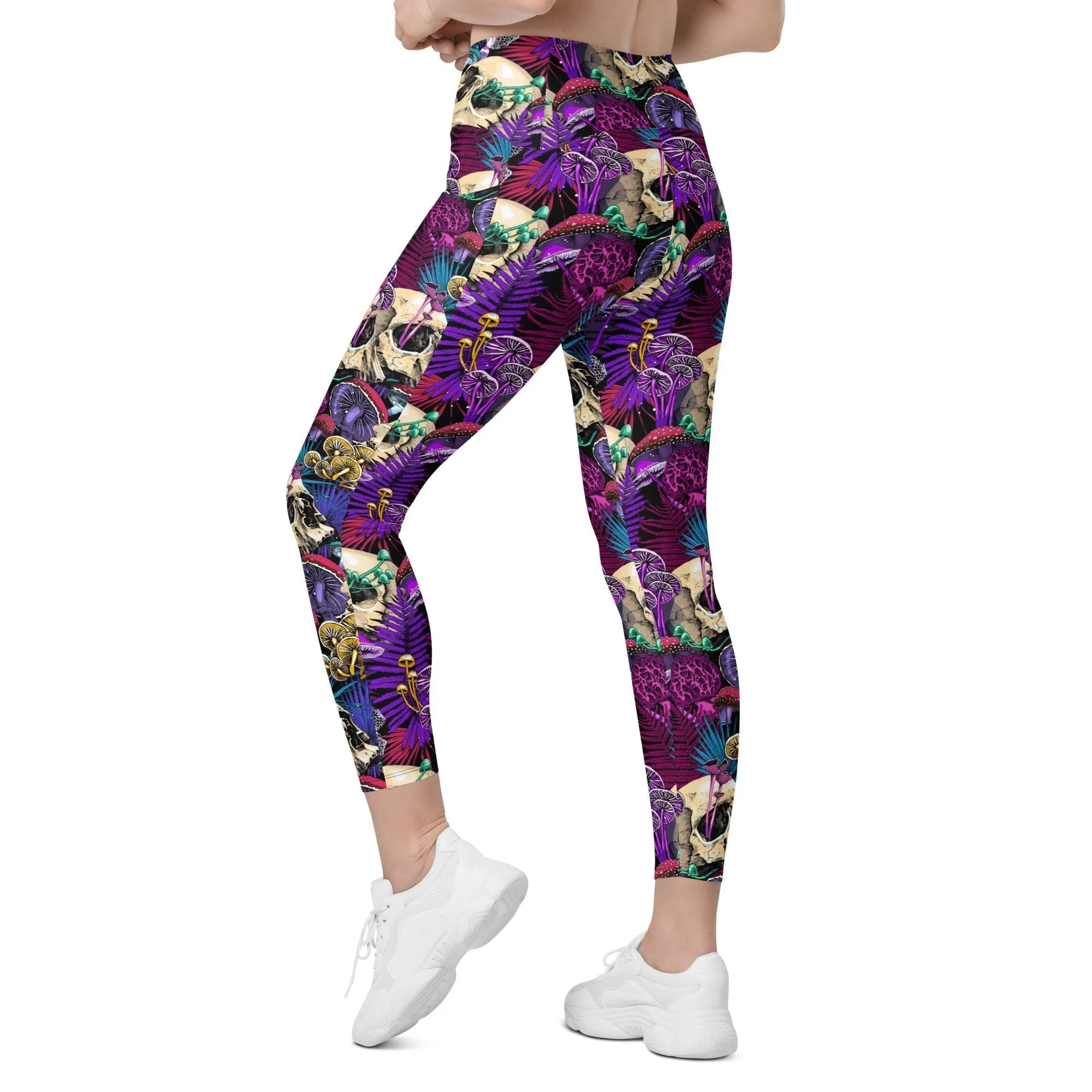 Psychedelic Skulls Leggings With Pockets