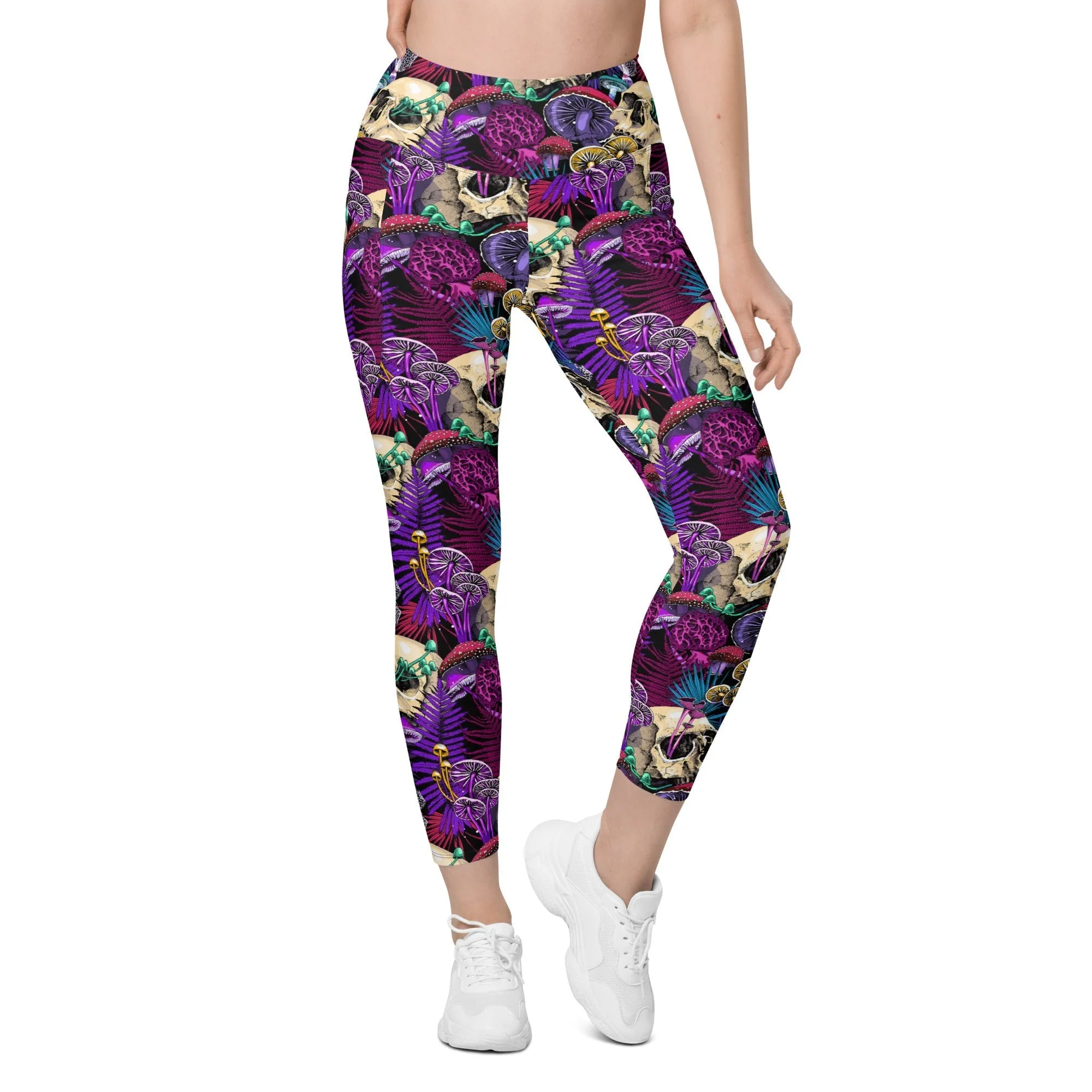 Psychedelic Skulls Leggings With Pockets