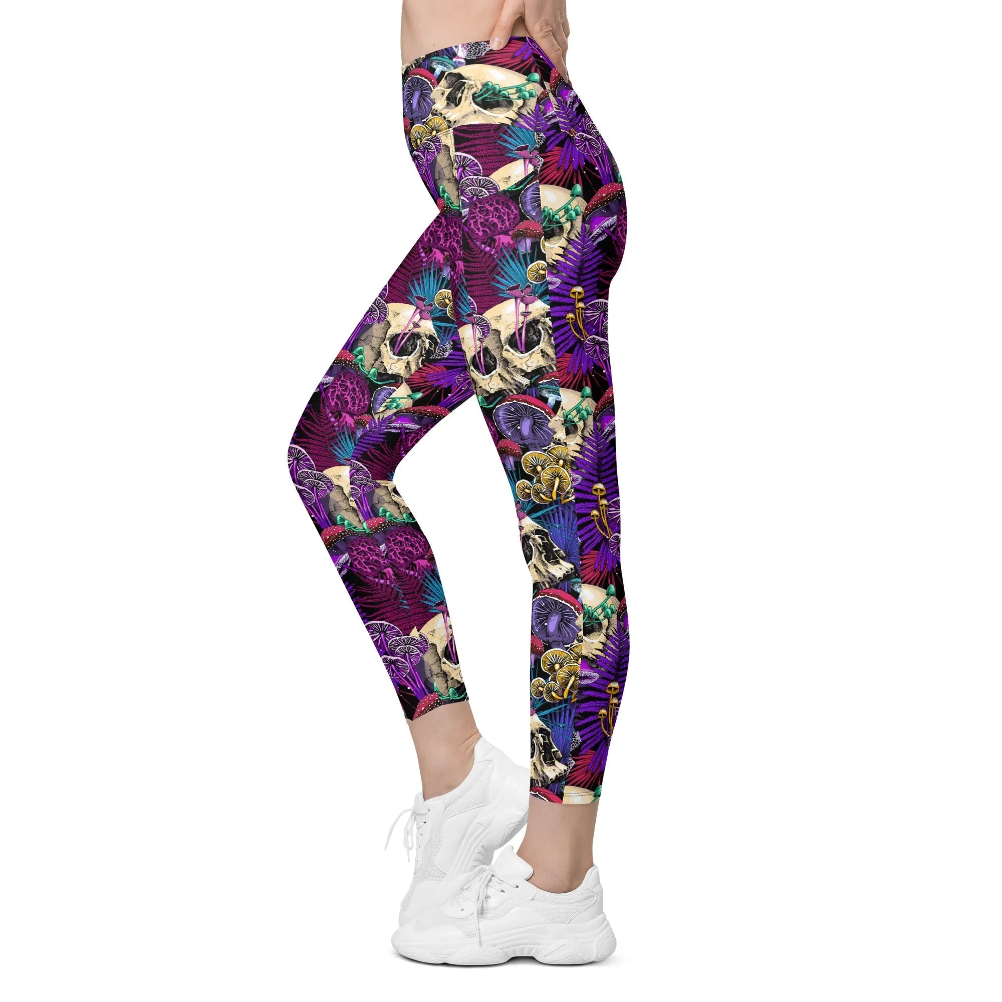 Psychedelic Skulls Leggings With Pockets