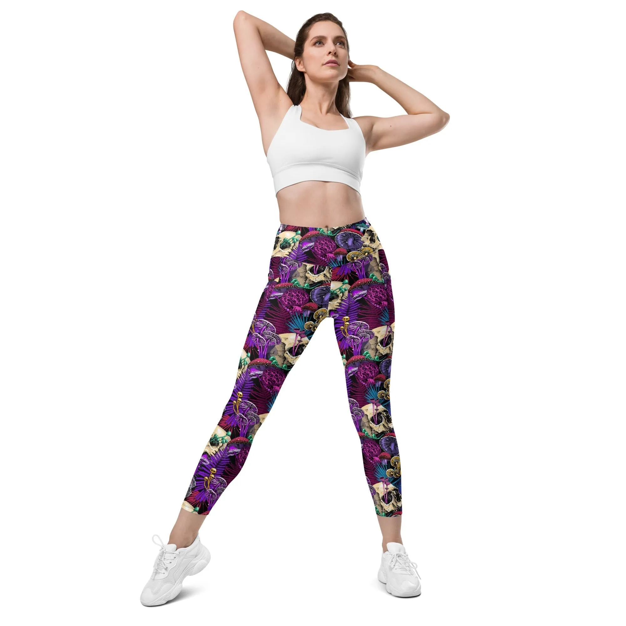 Psychedelic Skulls Leggings With Pockets