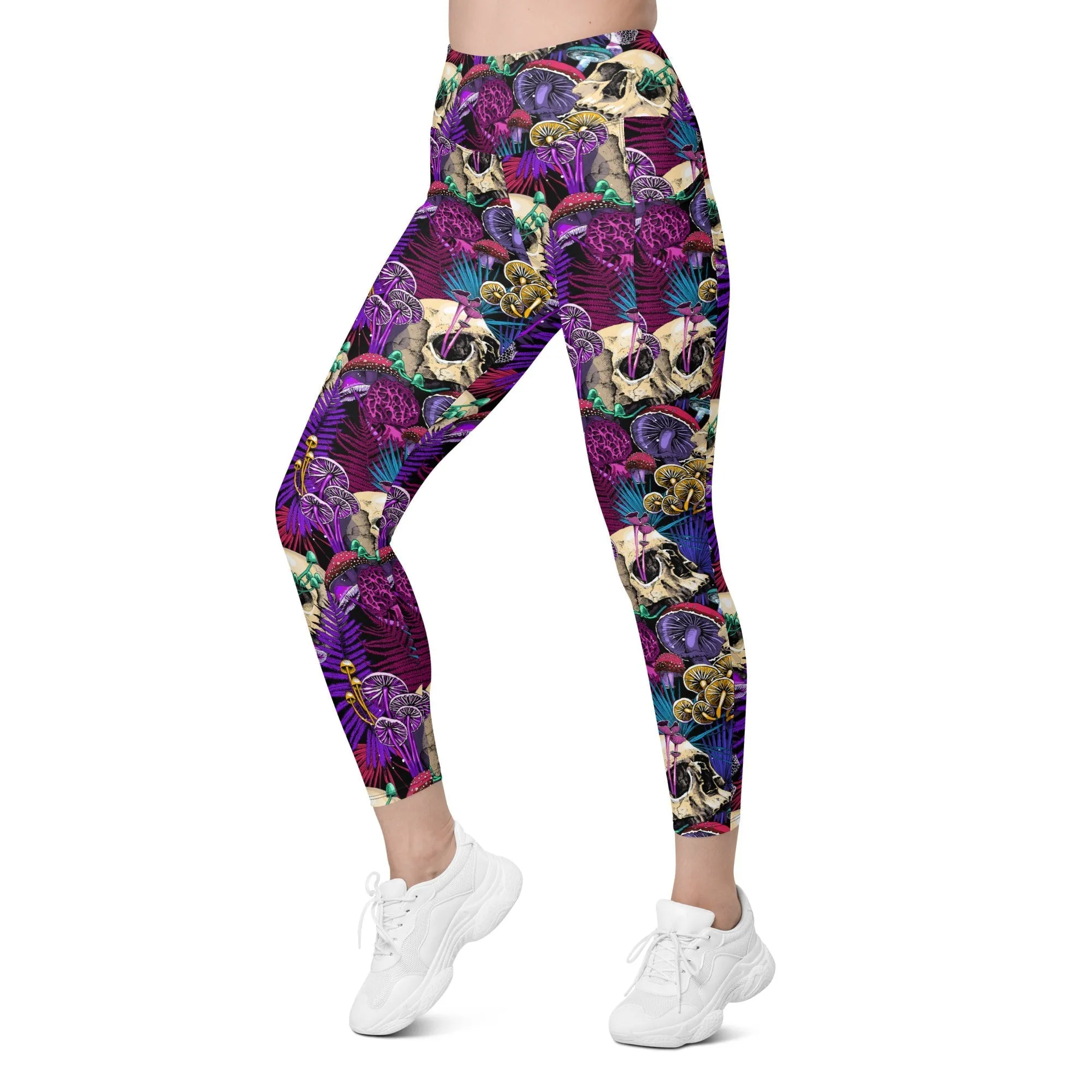 Psychedelic Skulls Leggings With Pockets