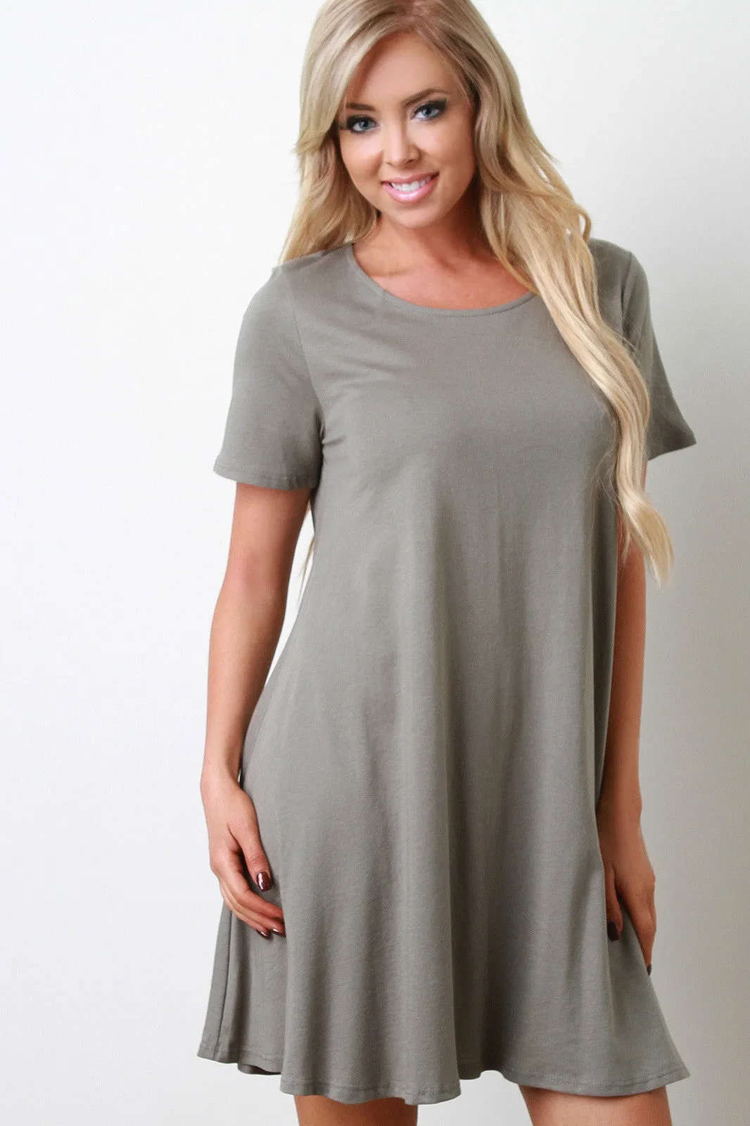 Short Sleeves Shift Tee Dress