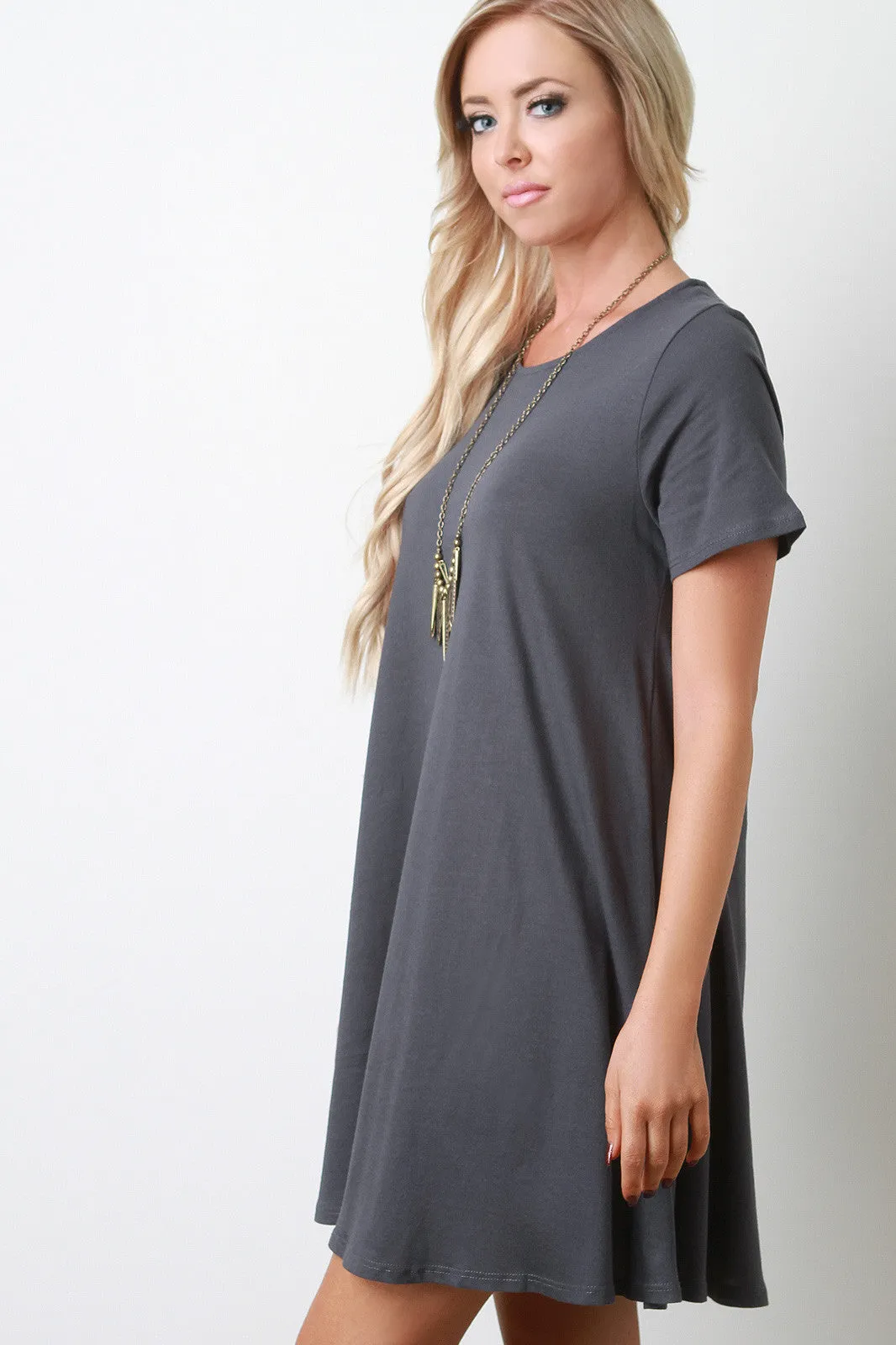 Short Sleeves Shift Tee Dress