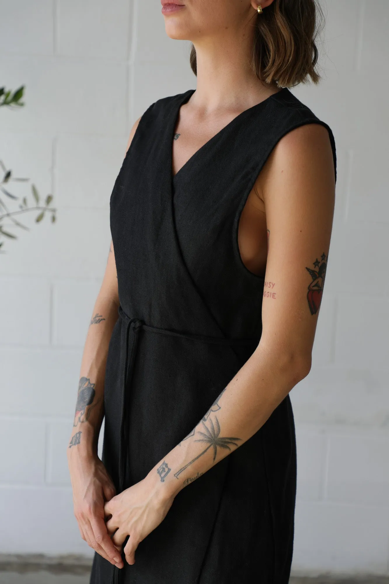 SOUTHSIDE LINEN WRAP DRESS