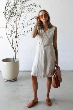 SOUTHSIDE LINEN WRAP DRESS