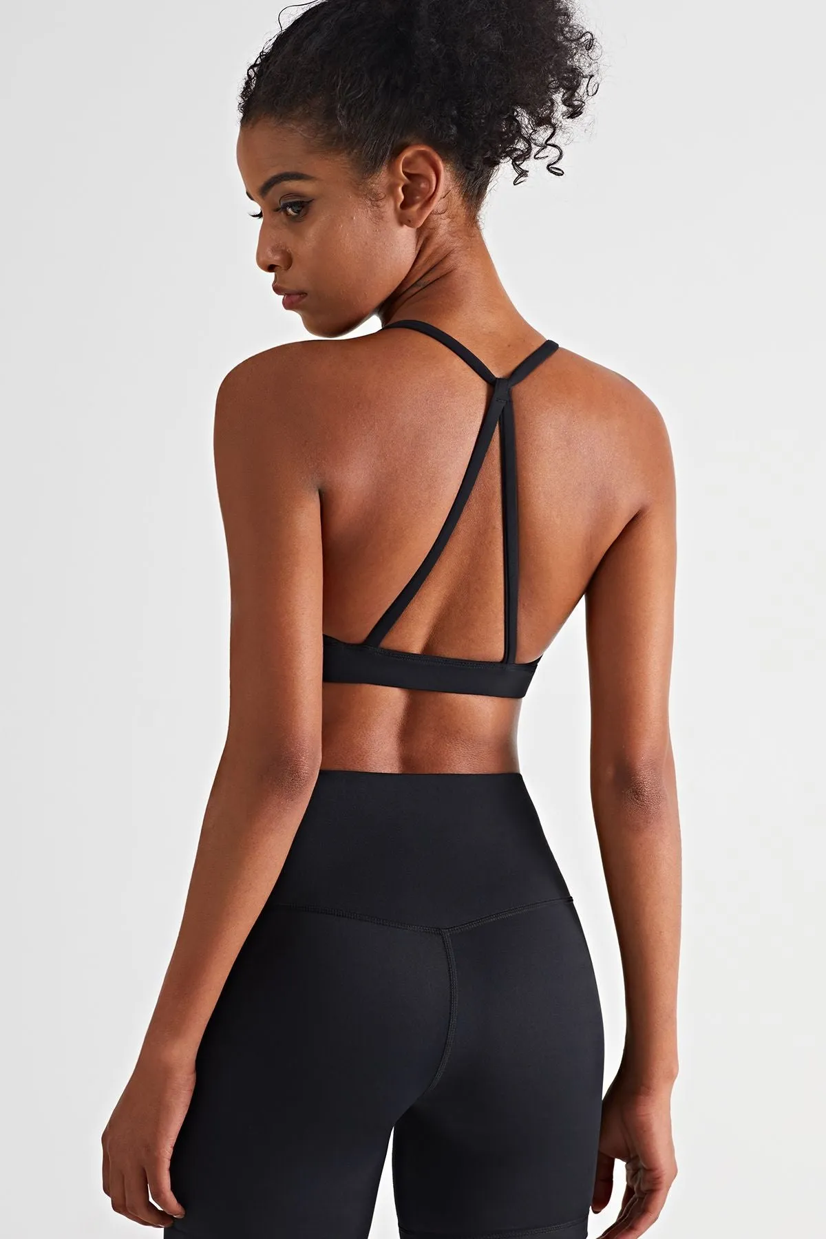 Spaghetti Straps Triangle Back Sports Bra