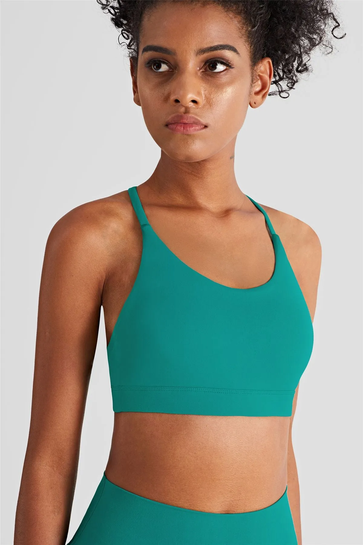 Spaghetti Straps Triangle Back Sports Bra