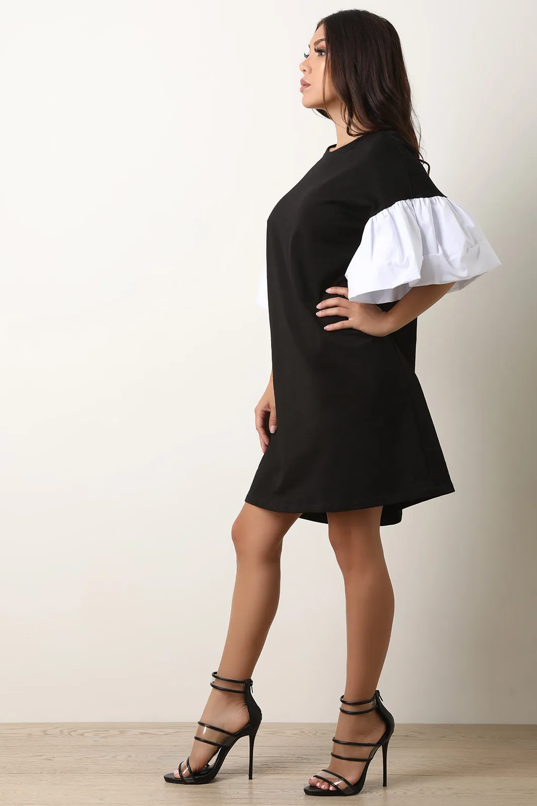 Statement Trumpet Sleeve Shift Dress