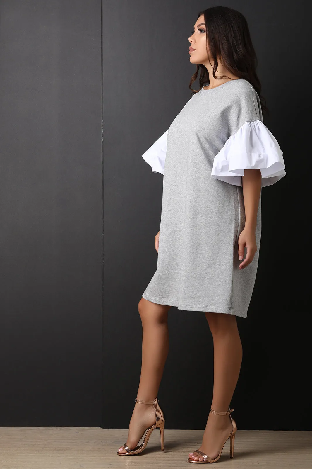 Statement Trumpet Sleeve Shift Dress