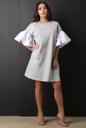 Statement Trumpet Sleeve Shift Dress