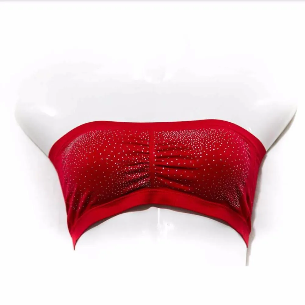 Strapless Diamond Padded Sports Bra Red