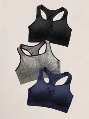 Truekind® 3-Pack Seamless Racerback Sports Bra