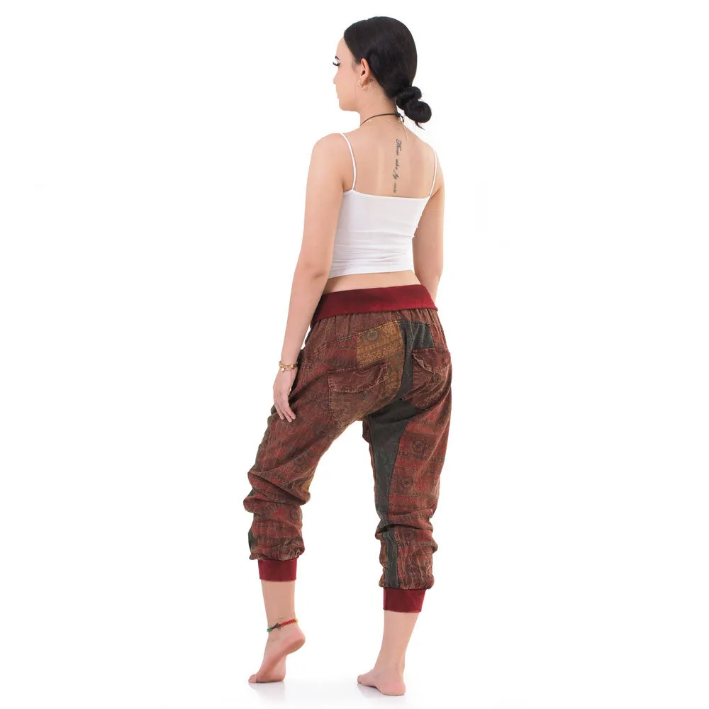 Women’s Patchwork Capri Harem Pants Sky Serenity