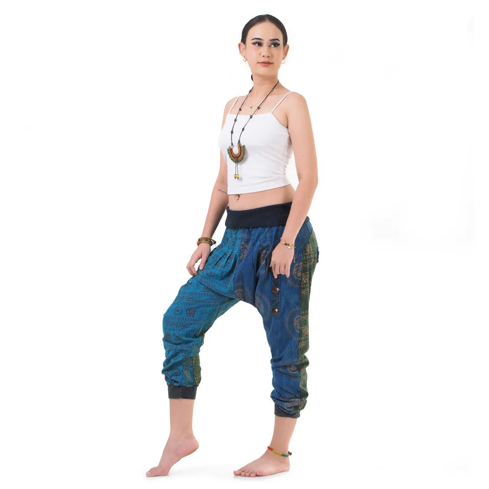 Women’s Patchwork Capri Harem Pants Sky Serenity