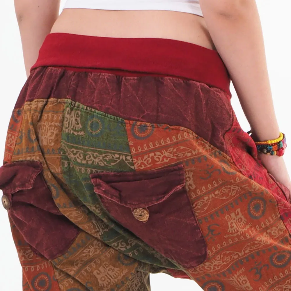 Women’s Patchwork Capri Harem Pants Sky Serenity