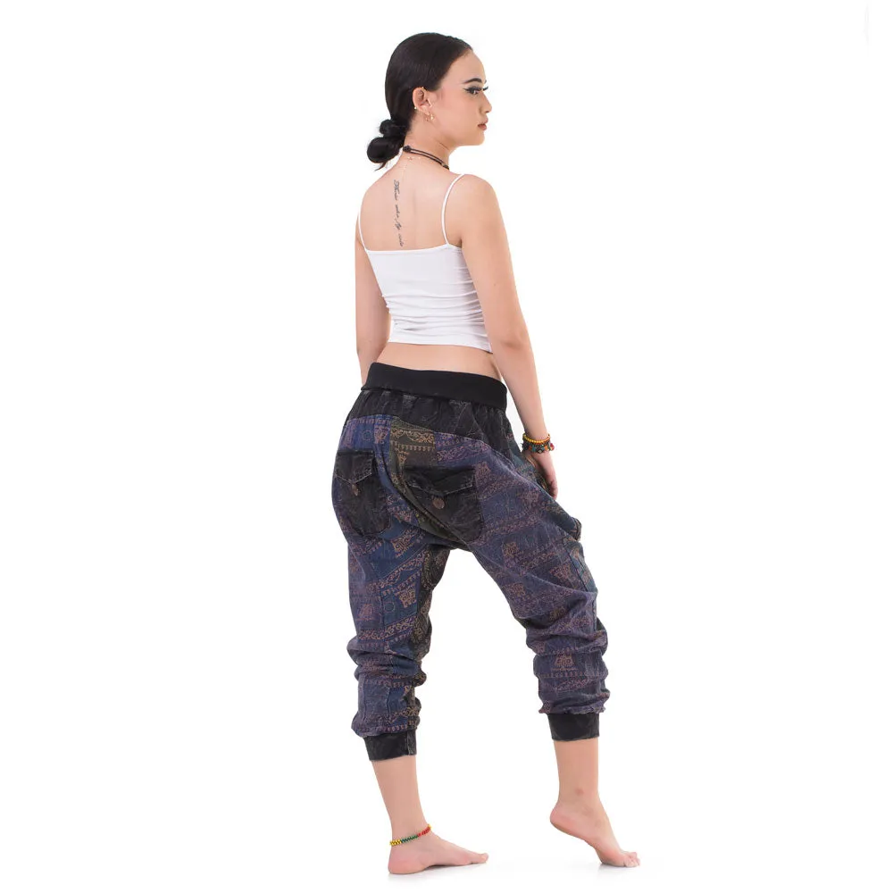 Women’s Patchwork Capri Harem Pants Sky Serenity