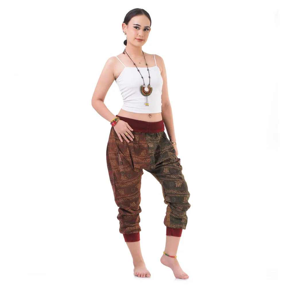 Women’s Patchwork Capri Harem Pants Sky Serenity