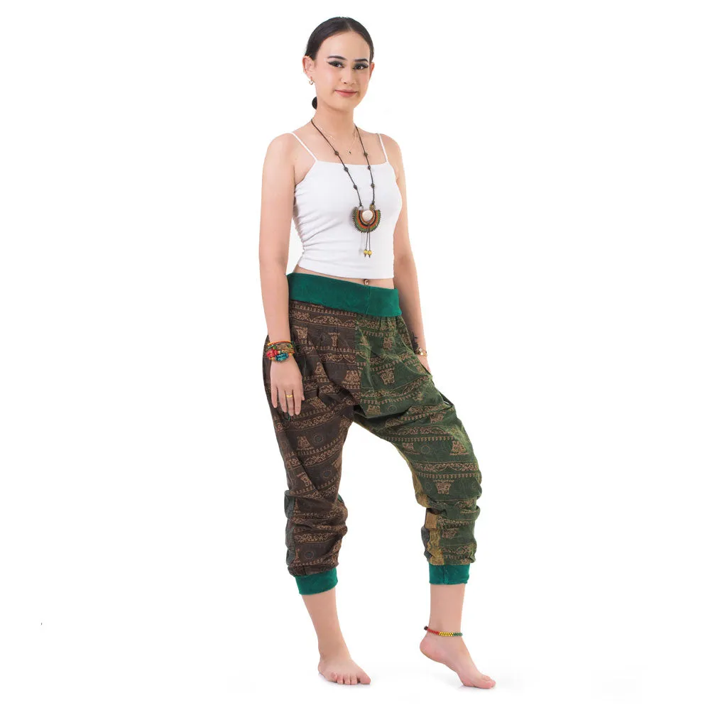 Women’s Patchwork Capri Harem Pants Sky Serenity