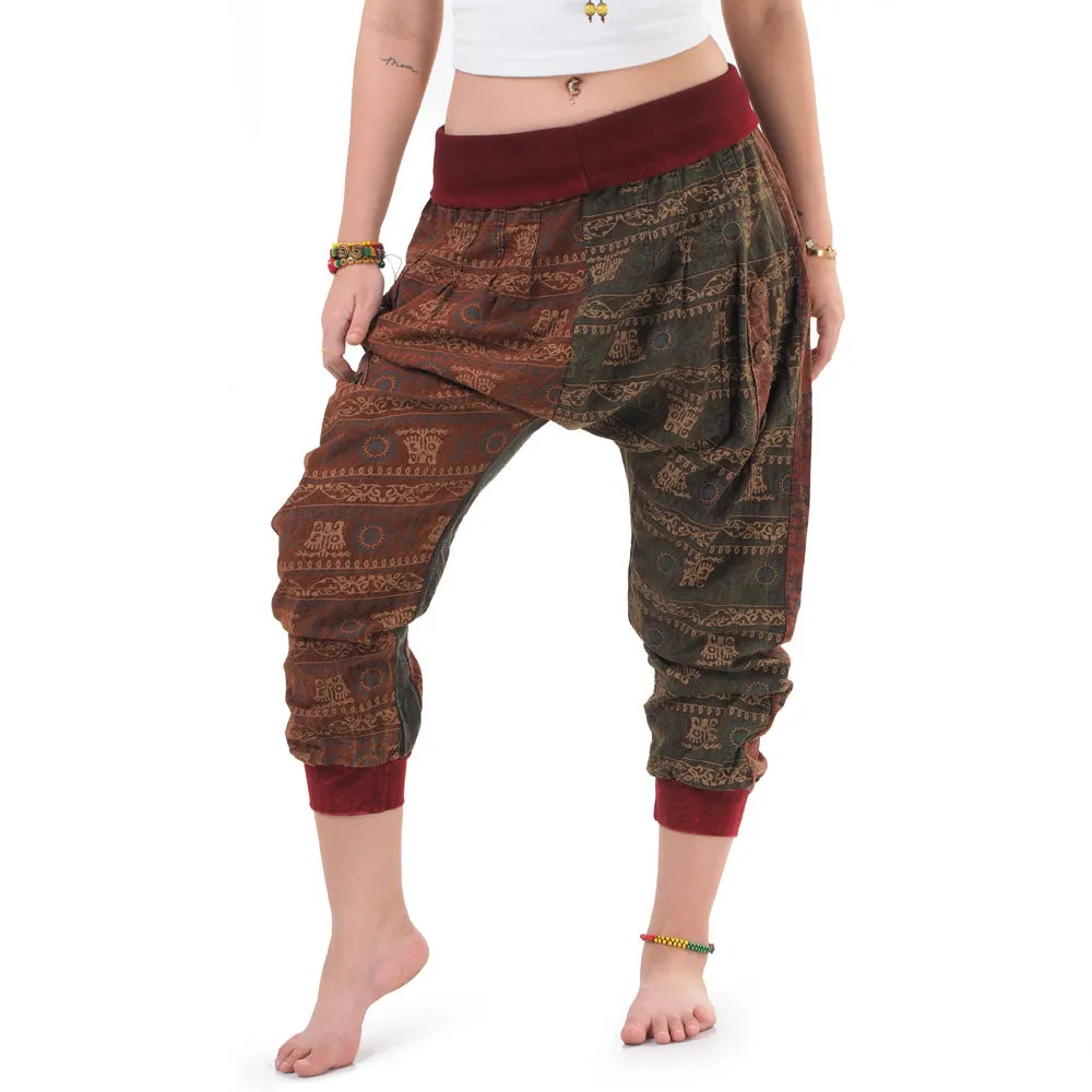 Women’s Patchwork Capri Harem Pants Sky Serenity