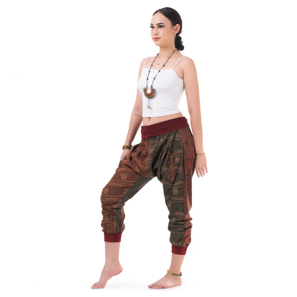 Women’s Patchwork Capri Harem Pants Sky Serenity