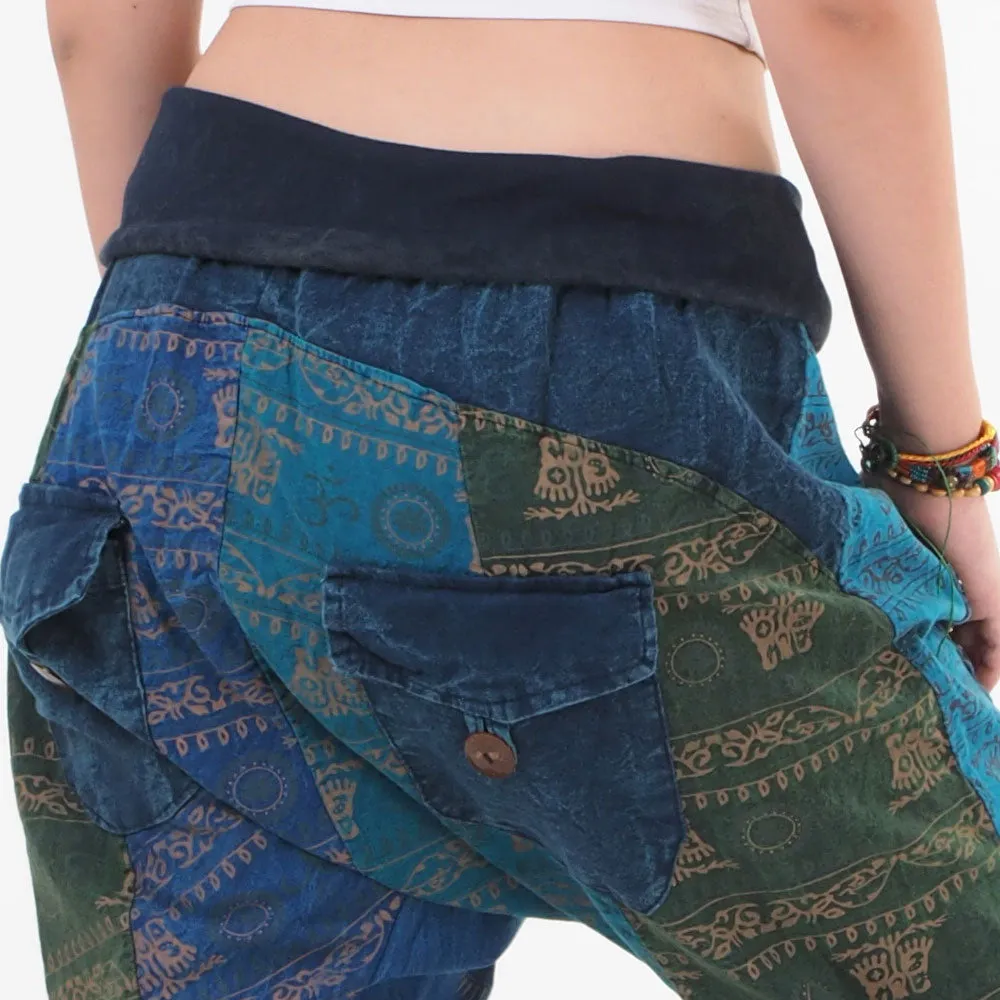 Women’s Patchwork Capri Harem Pants Sky Serenity