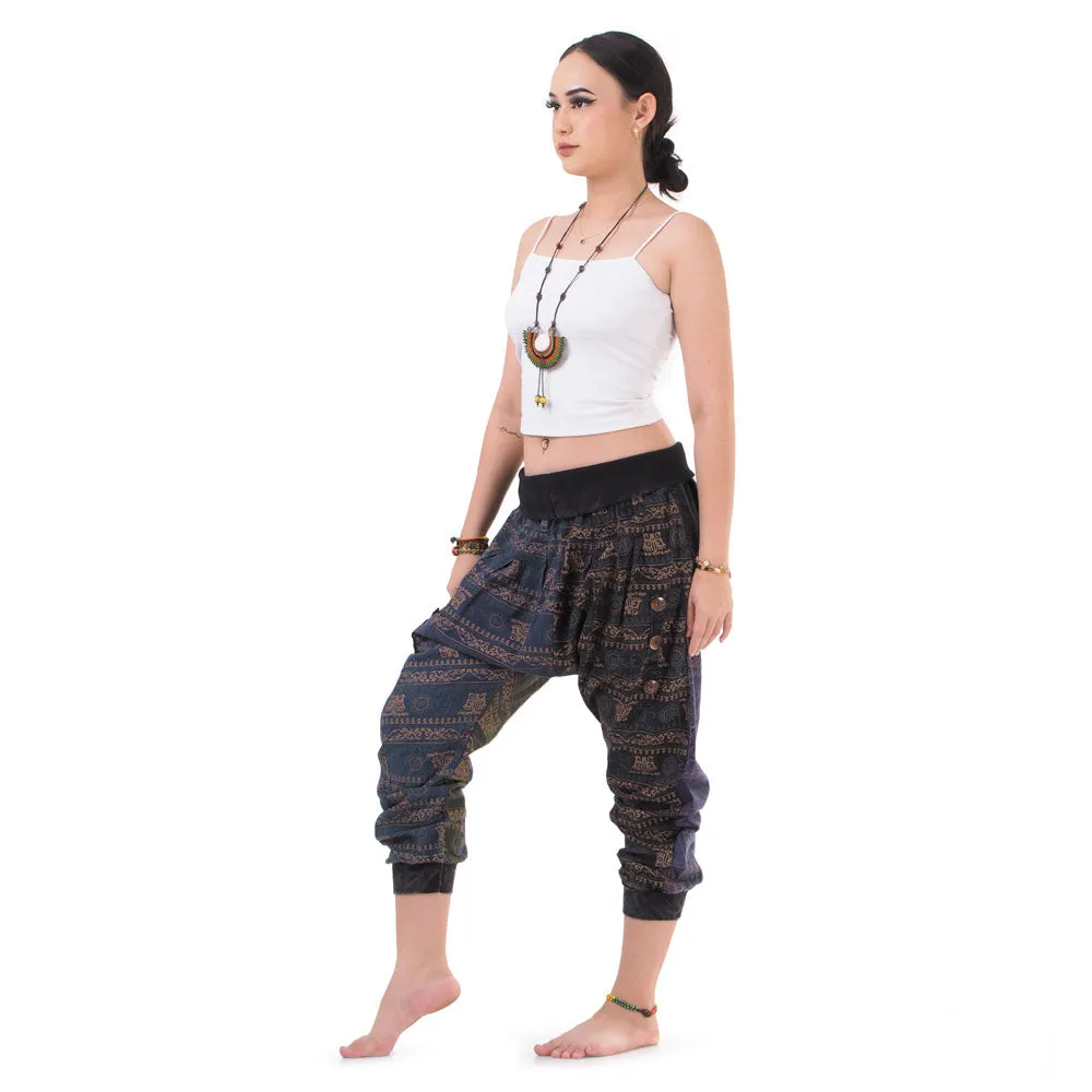 Women’s Patchwork Capri Harem Pants Sky Serenity