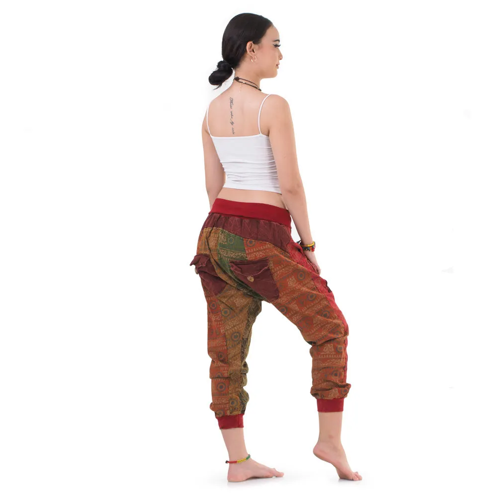 Women’s Patchwork Capri Harem Pants Sky Serenity