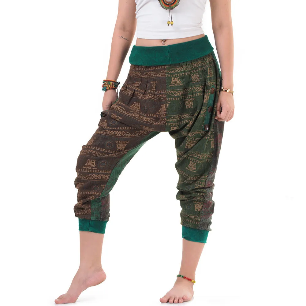 Women’s Patchwork Capri Harem Pants Sky Serenity