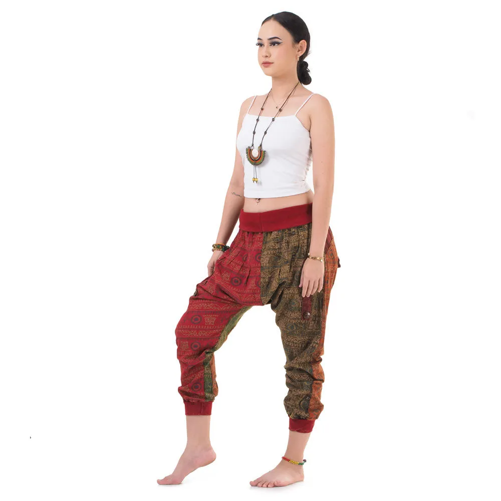 Women’s Patchwork Capri Harem Pants Sky Serenity