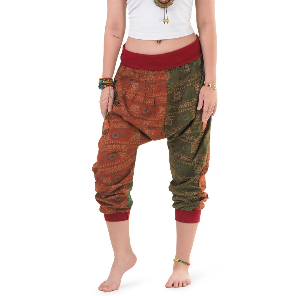 Women’s Patchwork Capri Harem Pants Sky Serenity