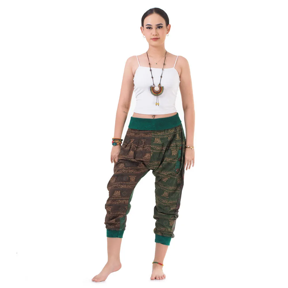 Women’s Patchwork Capri Harem Pants Sky Serenity