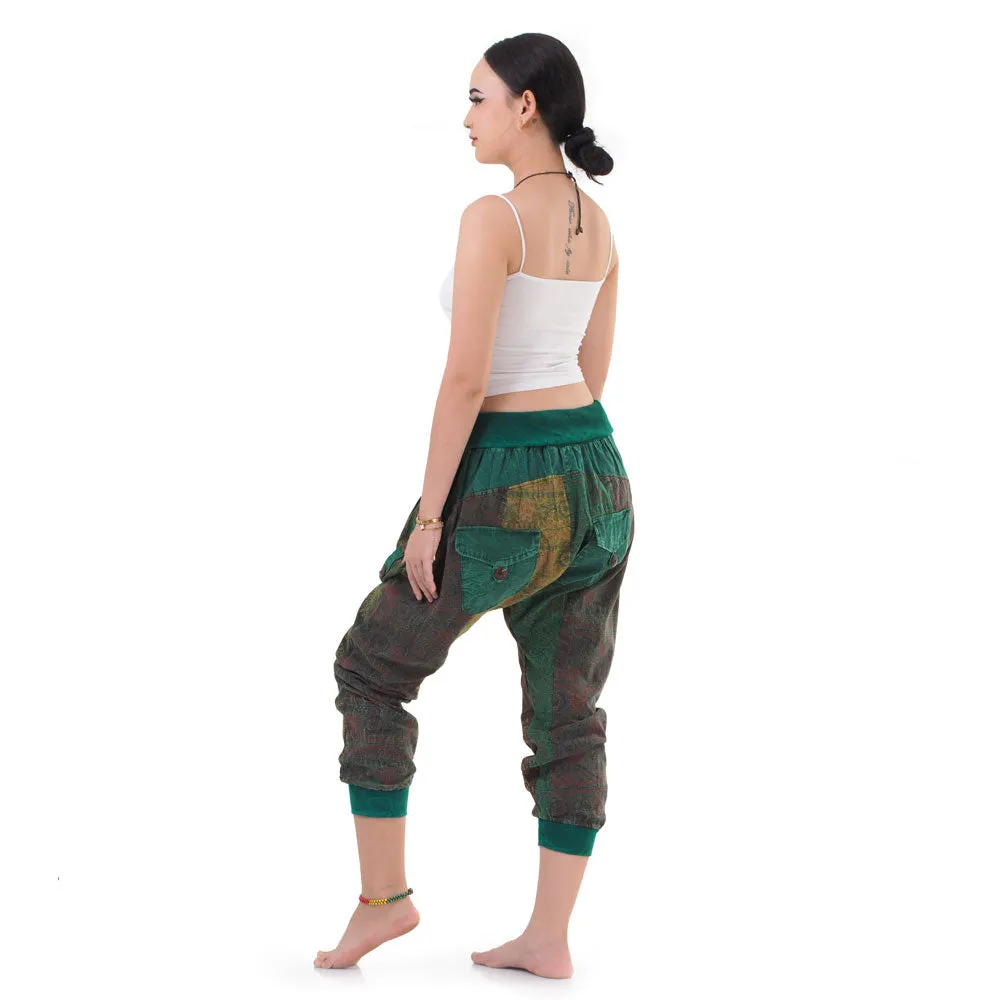 Women’s Patchwork Capri Harem Pants Sky Serenity